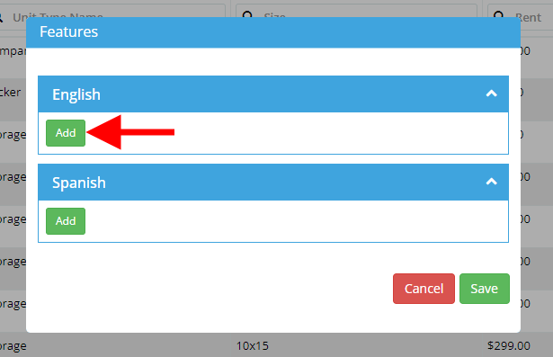 Unit Types | Add/Edit/Delete Features Displayed on Website – QuikStor