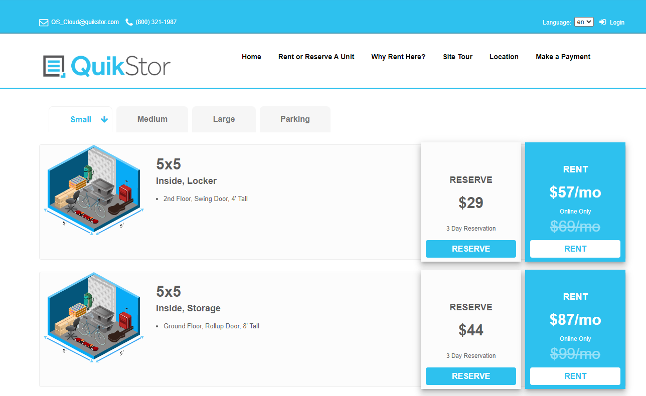 Unit Types | Add/Edit/Delete Features Displayed on Website – QuikStor